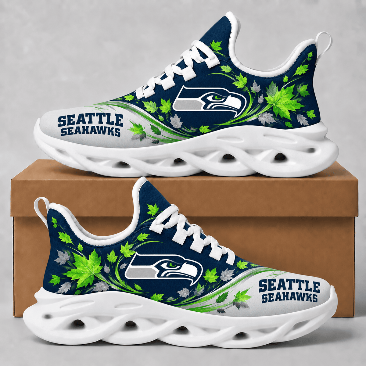 Seattle Seahawks Fall Maple Leaves Chunky Sneakers – Autumn Edition
