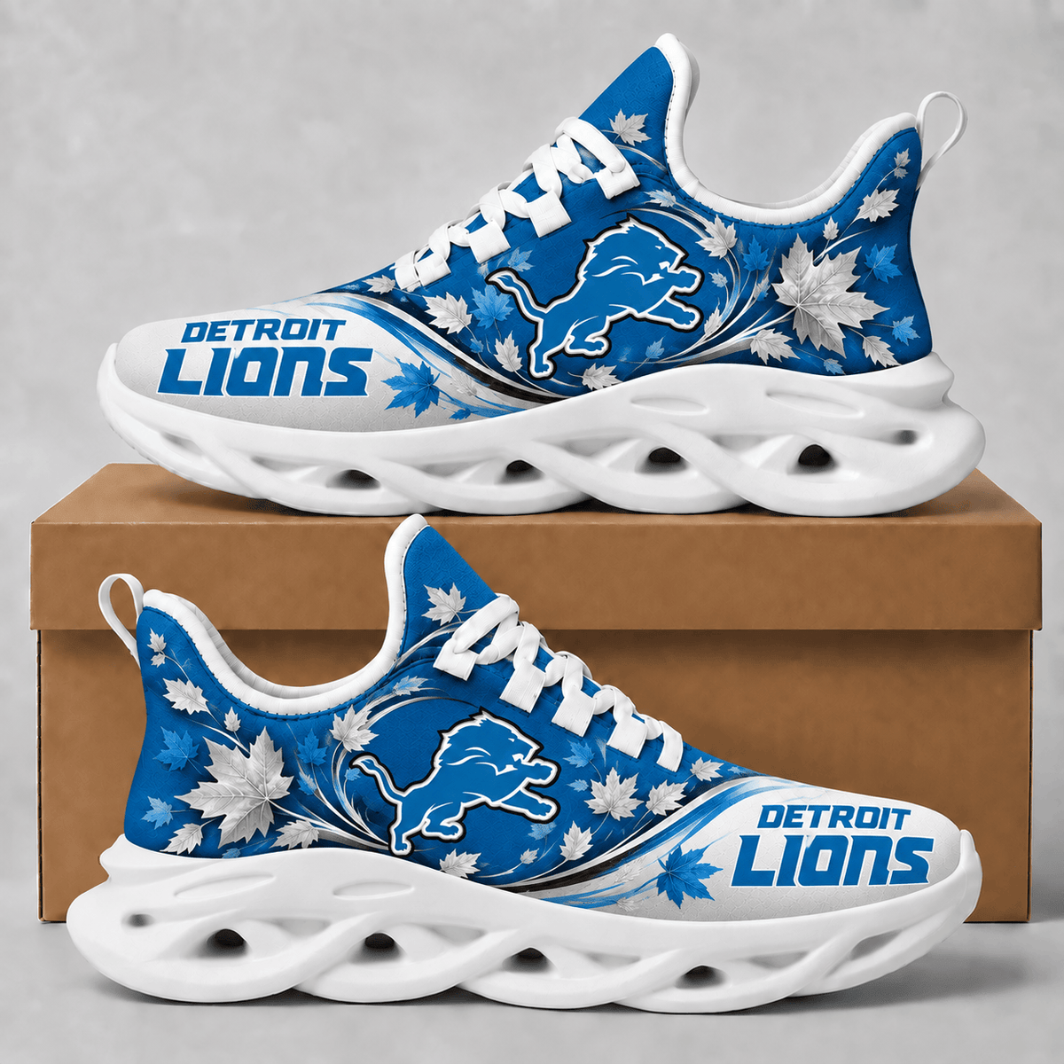 Detroit Lions Fall Maple Leaves Chunky Sneakers – Autumn Edition