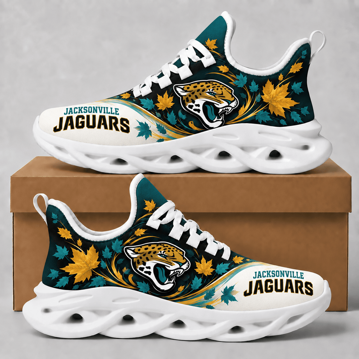 Jacksonville Jaguars Fall Maple Leaves Chunky Sneakers – Autumn Edition