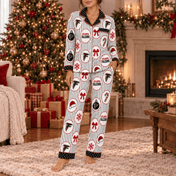 Atlanta Falcons Premium Christmas Long Sleeve Button Up Pajamas Set