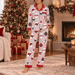 Tampa Bay Buccaneers Premium Christmas Long Sleeve Button Up Pajamas Set