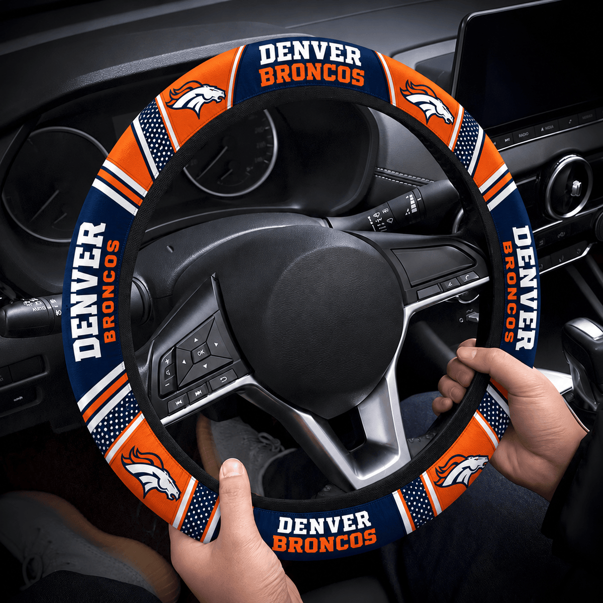 Denver Broncos Premium Steering Wheel Cover