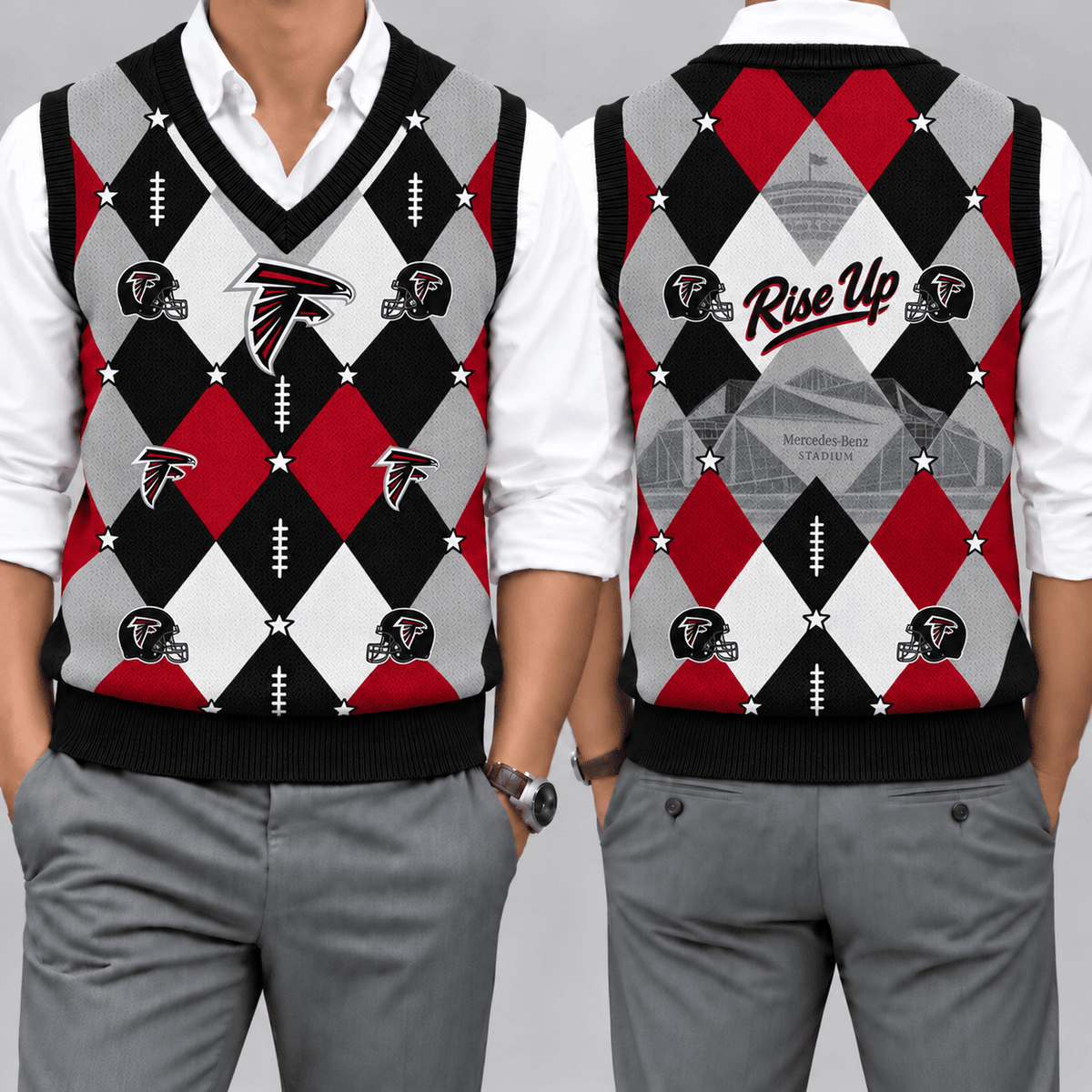 Atlanta Falcons Team Argyle Football Fan V-Neck Sleeveless Knit Vest