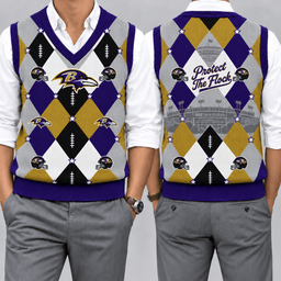 Baltimore Ravens Team Argyle Football Fan V-Neck Sleeveless Knit Vest