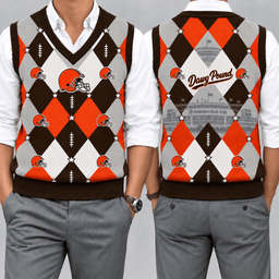 Cleveland Browns Team Argyle Football Fan V-Neck Sleeveless Knit Vest