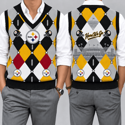 Pittsburgh Steelers Team Argyle Football Fan V-Neck Sleeveless Knit Vest
