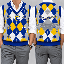 Los Angeles Rams Team Argyle Football Fan V-Neck Sleeveless Knit Vest