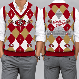 San Francisco 49ers Team Argyle Football Fan V-Neck Sleeveless Knit Vest