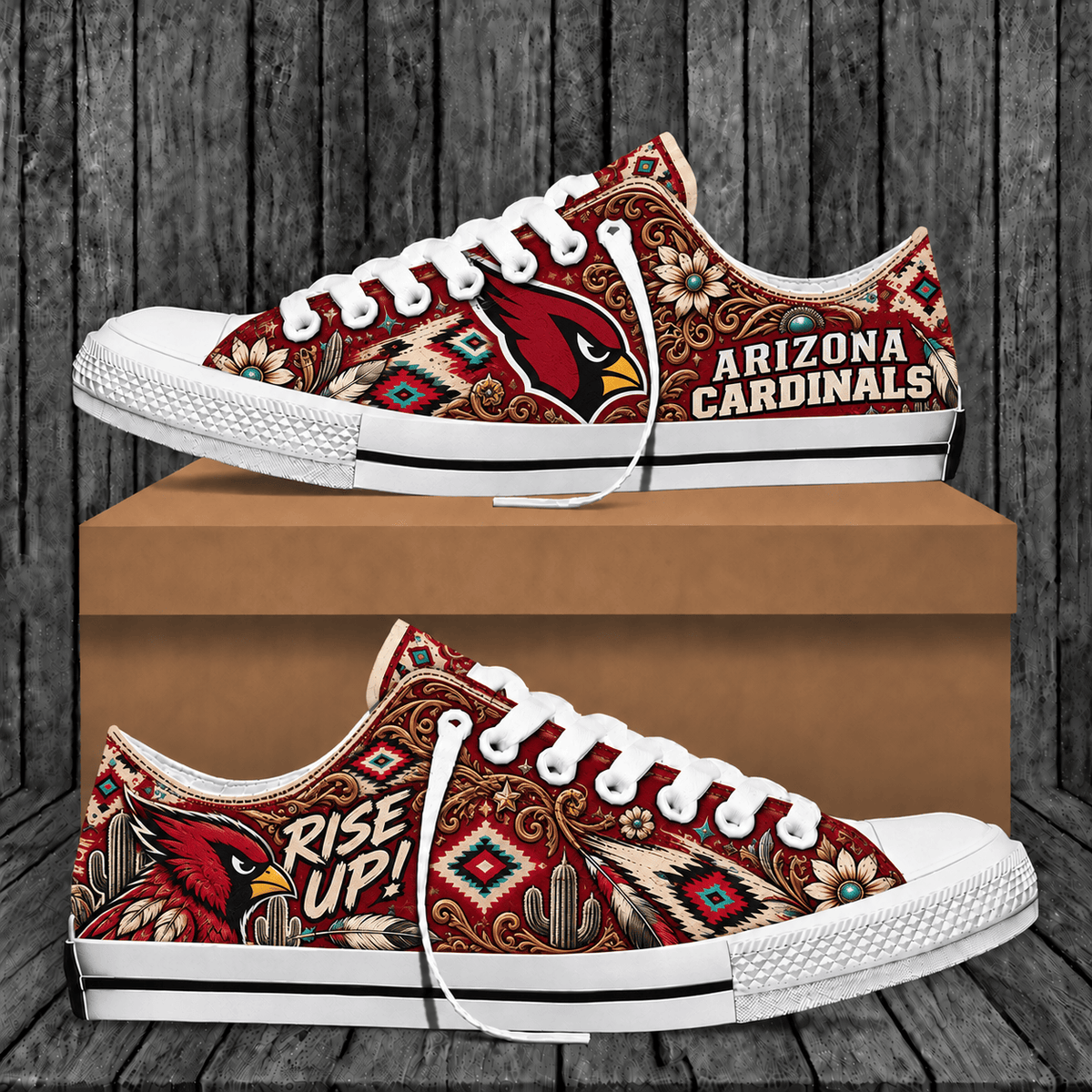Arizona Cardinals Western Boho Low Top Shoes Limited Edition