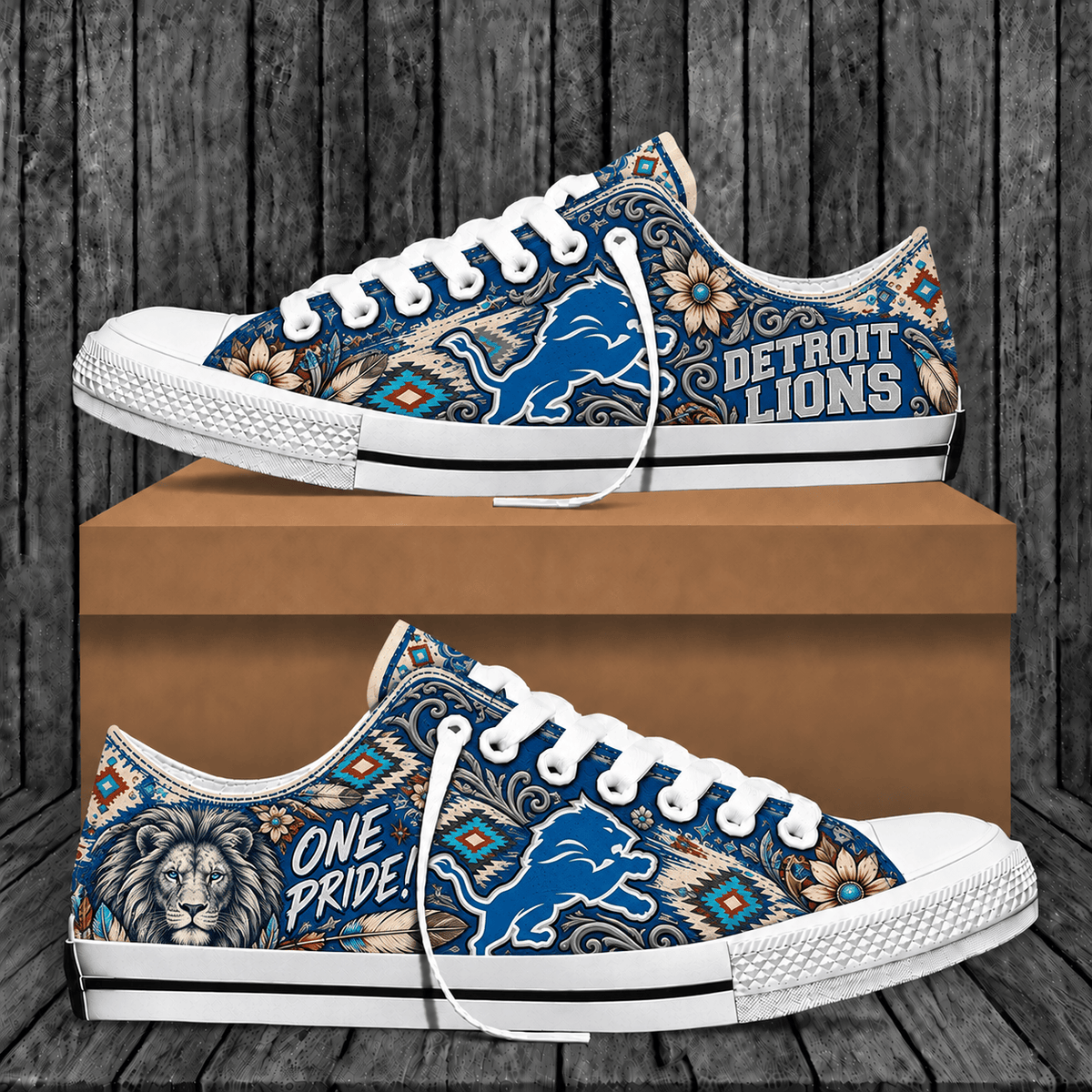 Detroit Lions Western Boho Low Top Shoes Limited Edition