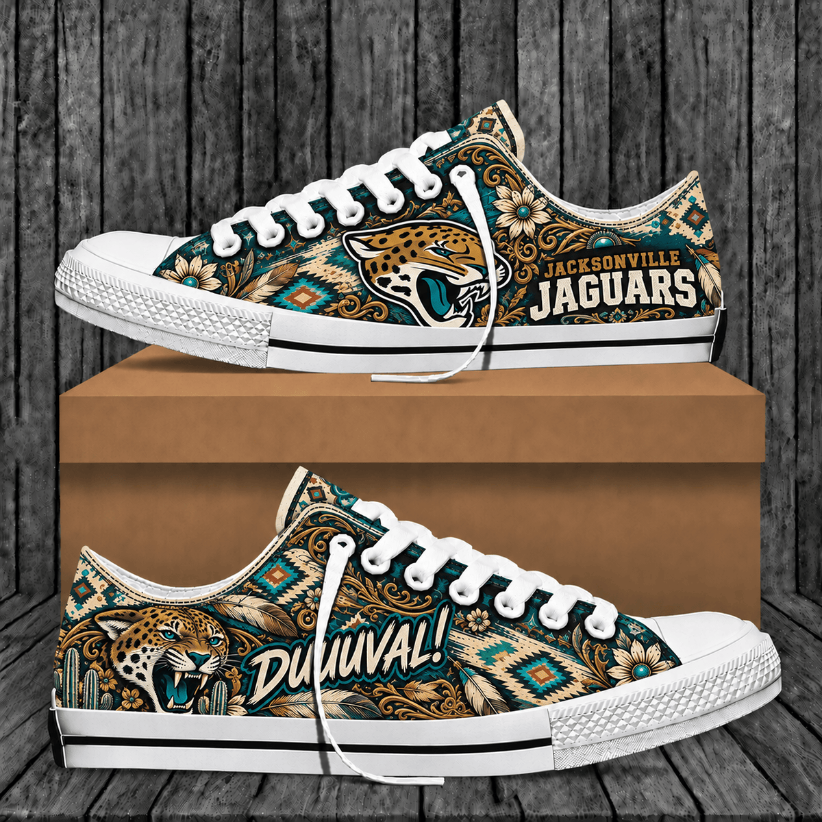 Jacksonville Jaguars Western Boho Low Top Shoes Limited Edition