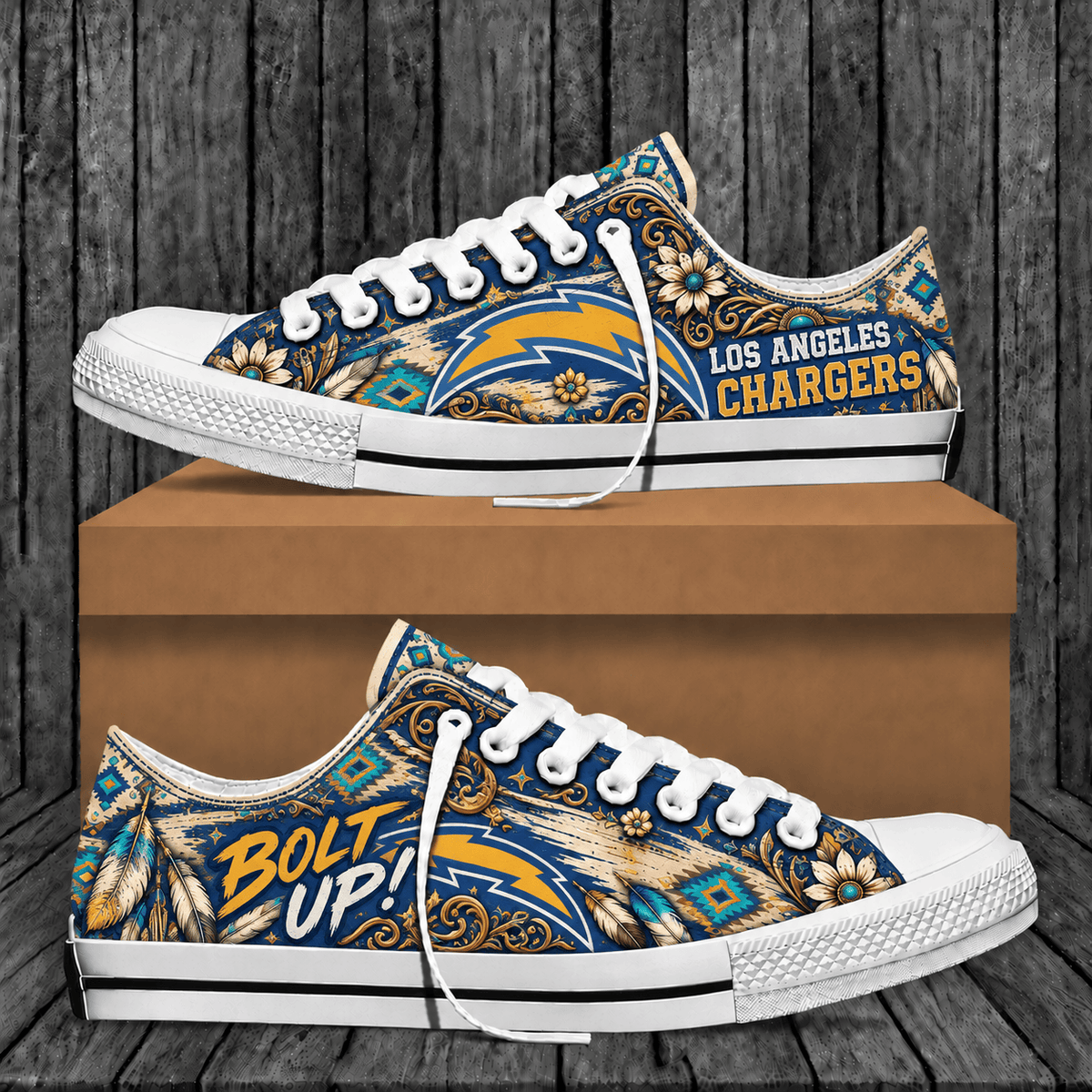 Los Angeles Chargers Western Boho Low Top Shoes Limited Edition