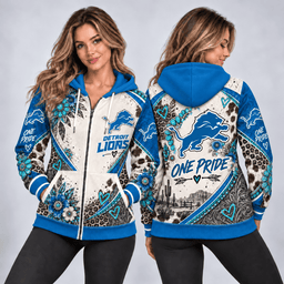 Detroit Lions Western Boho Zip Hoodie