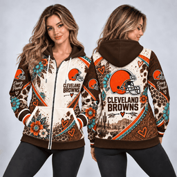Cleveland Browns Western Boho Zip Hoodie