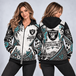 Las Vegas Raiders Western Boho Zip Hoodie