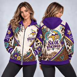 Minnesota Vikings Western Boho Zip Hoodie