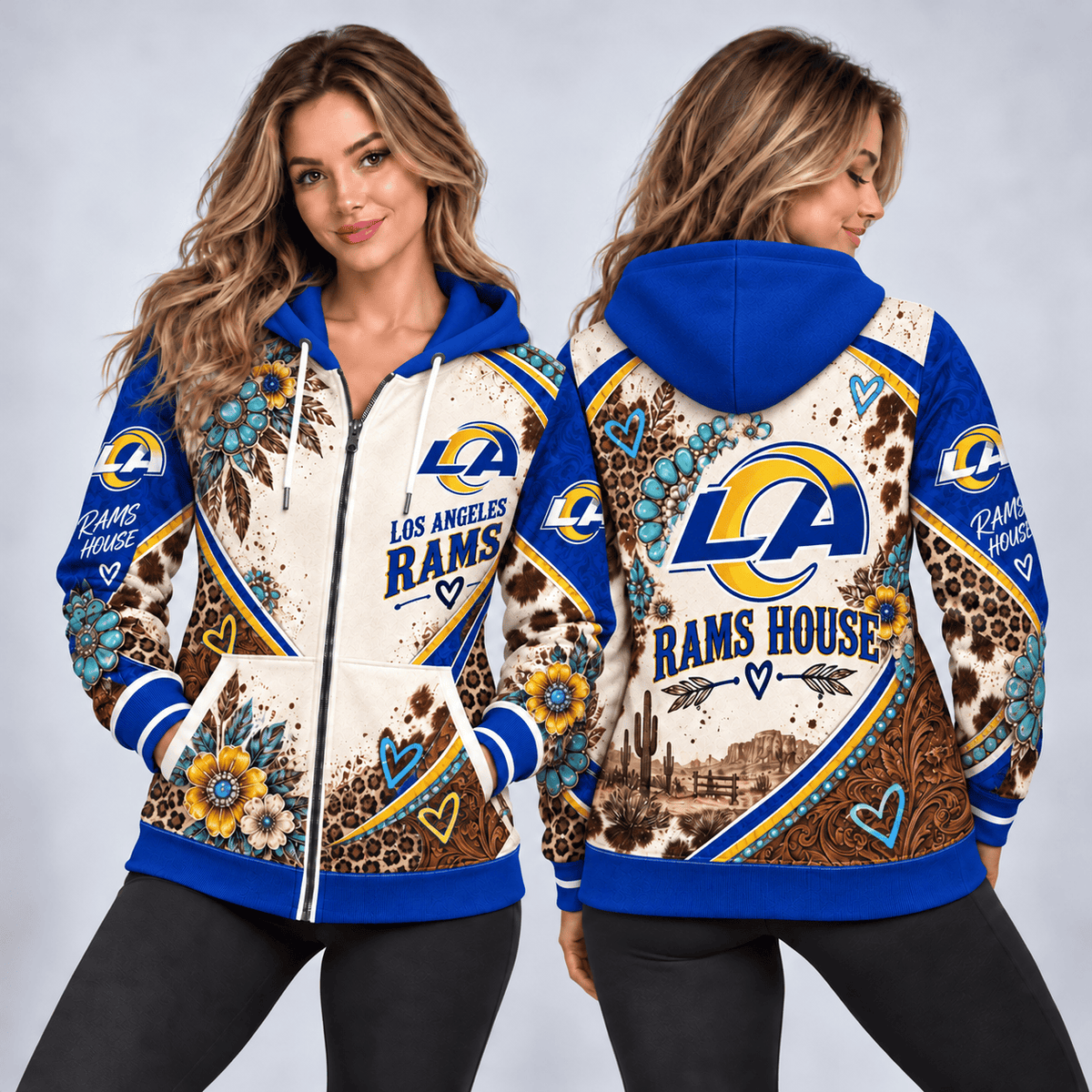 Los Angeles Rams Western Boho Zip Hoodie