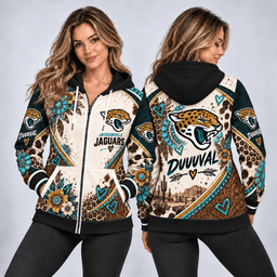Jacksonville Jaguars Western Boho Zip Hoodie