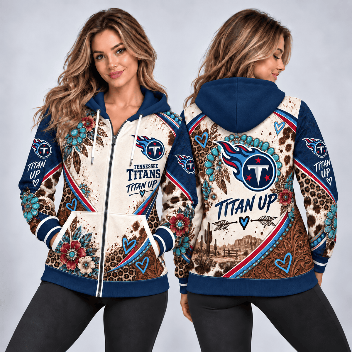 Tennessee Titans Western Boho Zip Hoodie