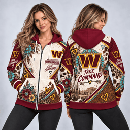 Washington Commanders Western Boho Zip Hoodie