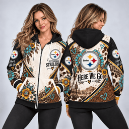 Pittsburgh Steelers Western Boho Zip Hoodie