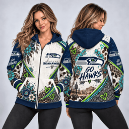 Seattle Seahawks Western Boho Zip Hoodie