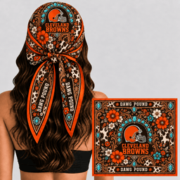 Cleveland Browns Western Boho Silk Bandana Scarf