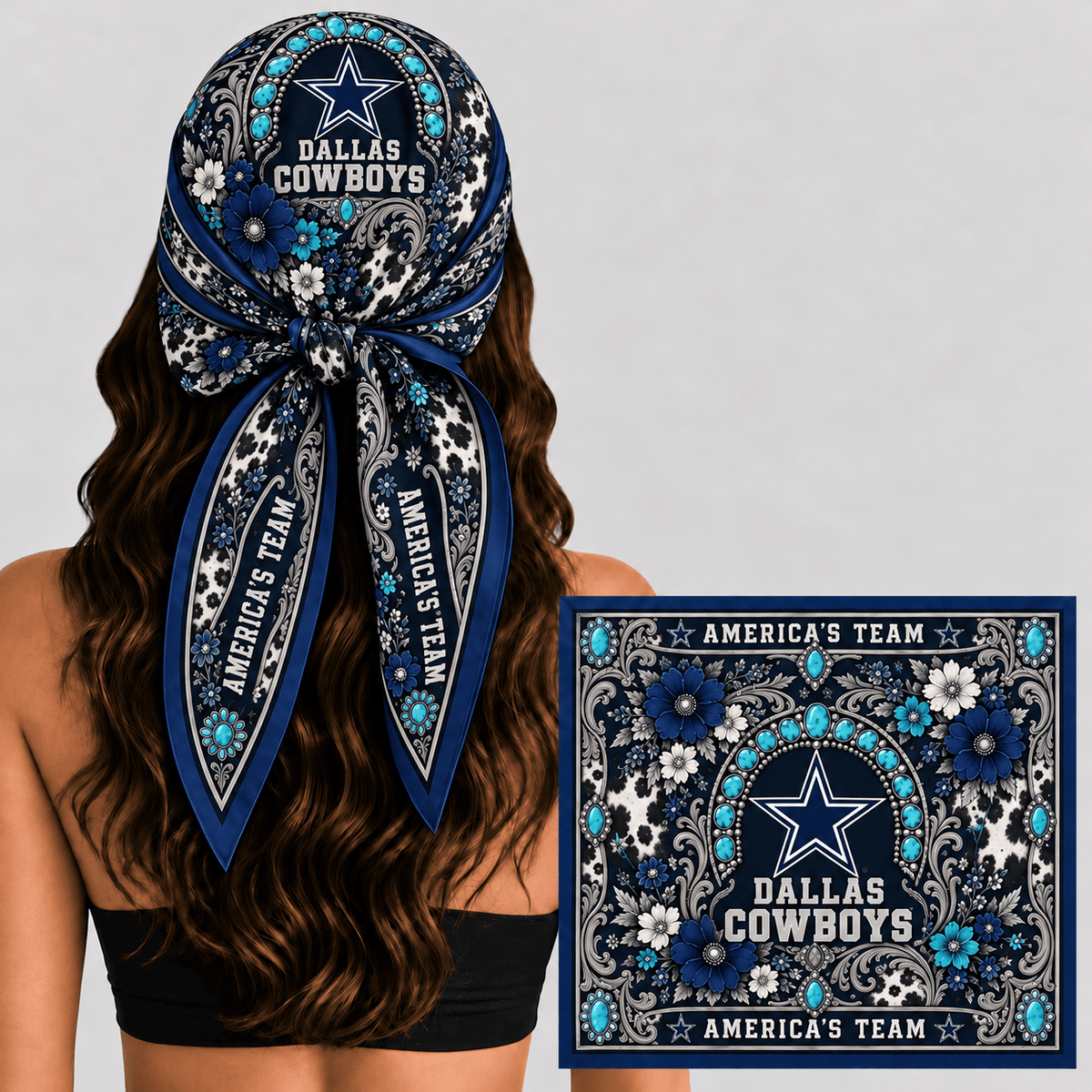 Dallas Cowboys Western Boho Silk Bandana Scarf