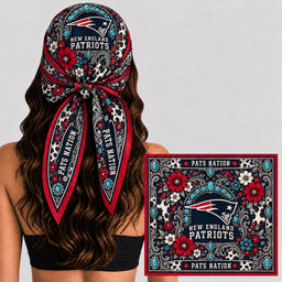 New England Patriots Western Boho Silk Bandana Scarf