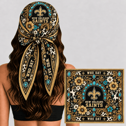 New Orleans Saints Western Boho Silk Bandana Scarf