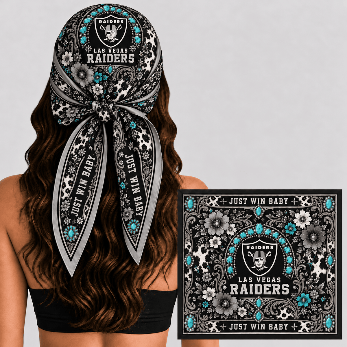 Las Vegas Raiders Western Boho Silk Bandana Scarf