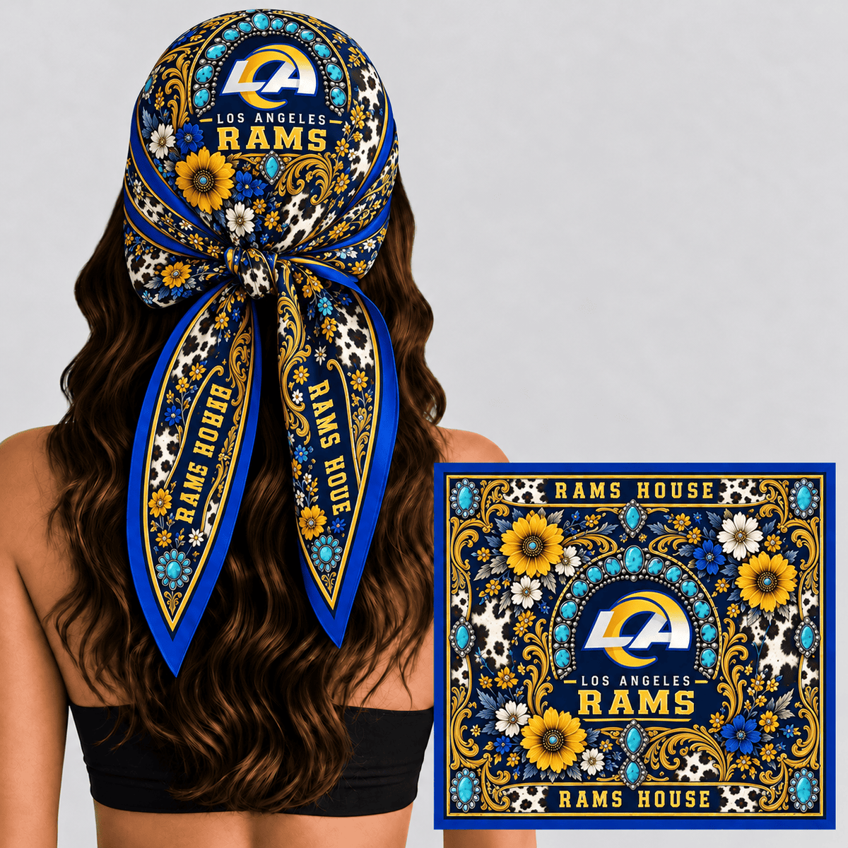 Los Angeles Rams Western Boho Silk Bandana Scarf