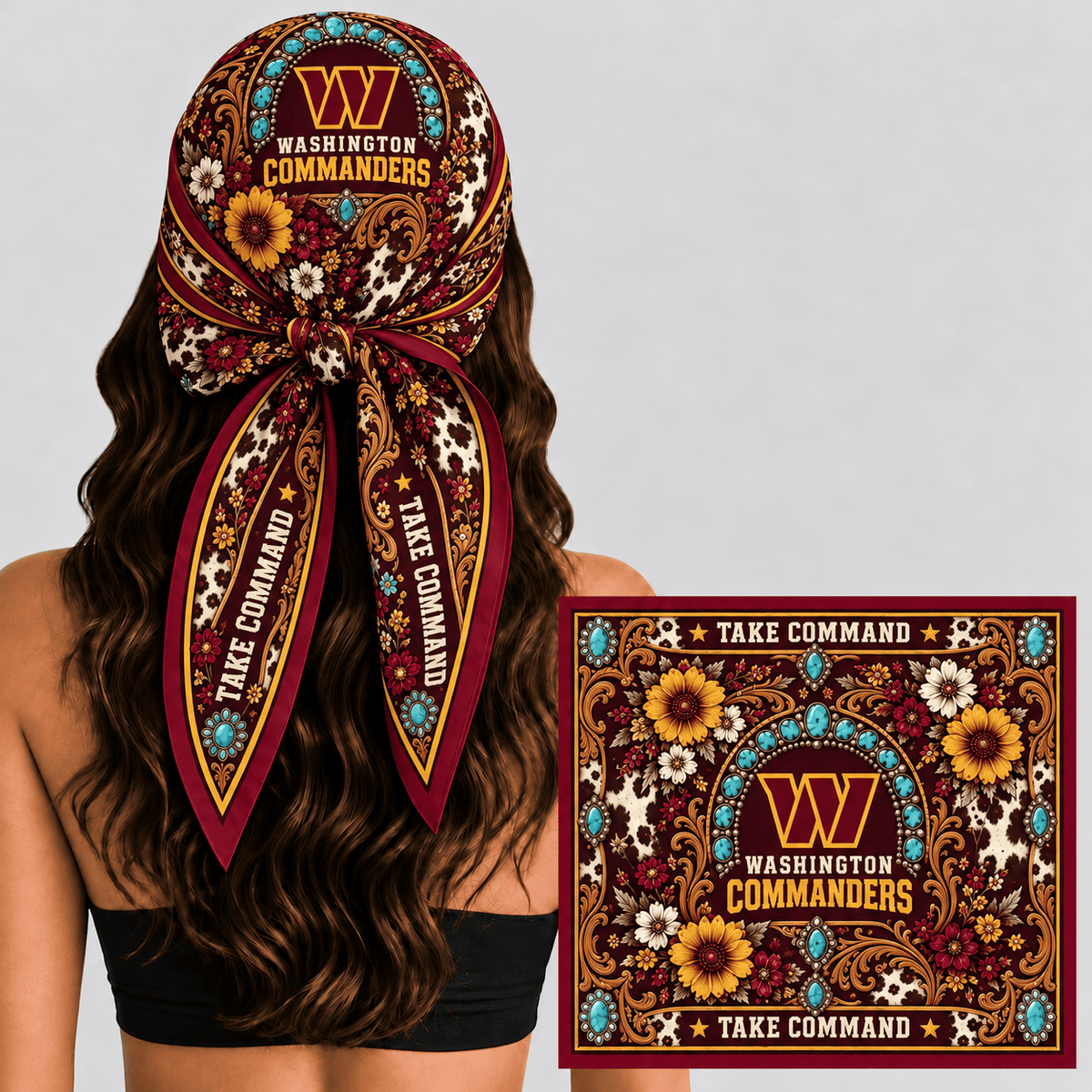 Washington Commanders Western Boho Silk Bandana Scarf
