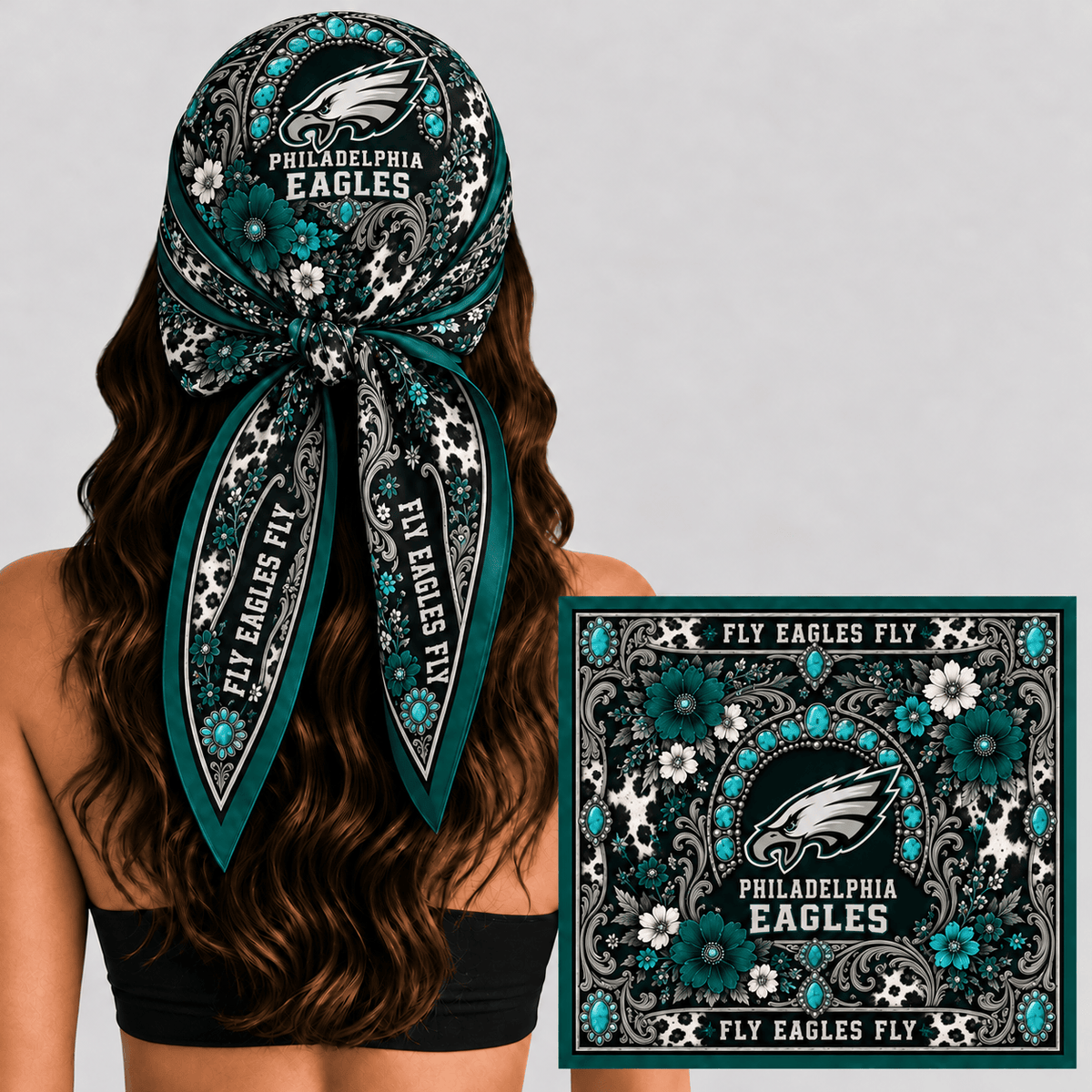 Philadelphia Eagles Western Boho Silk Bandana Scarf