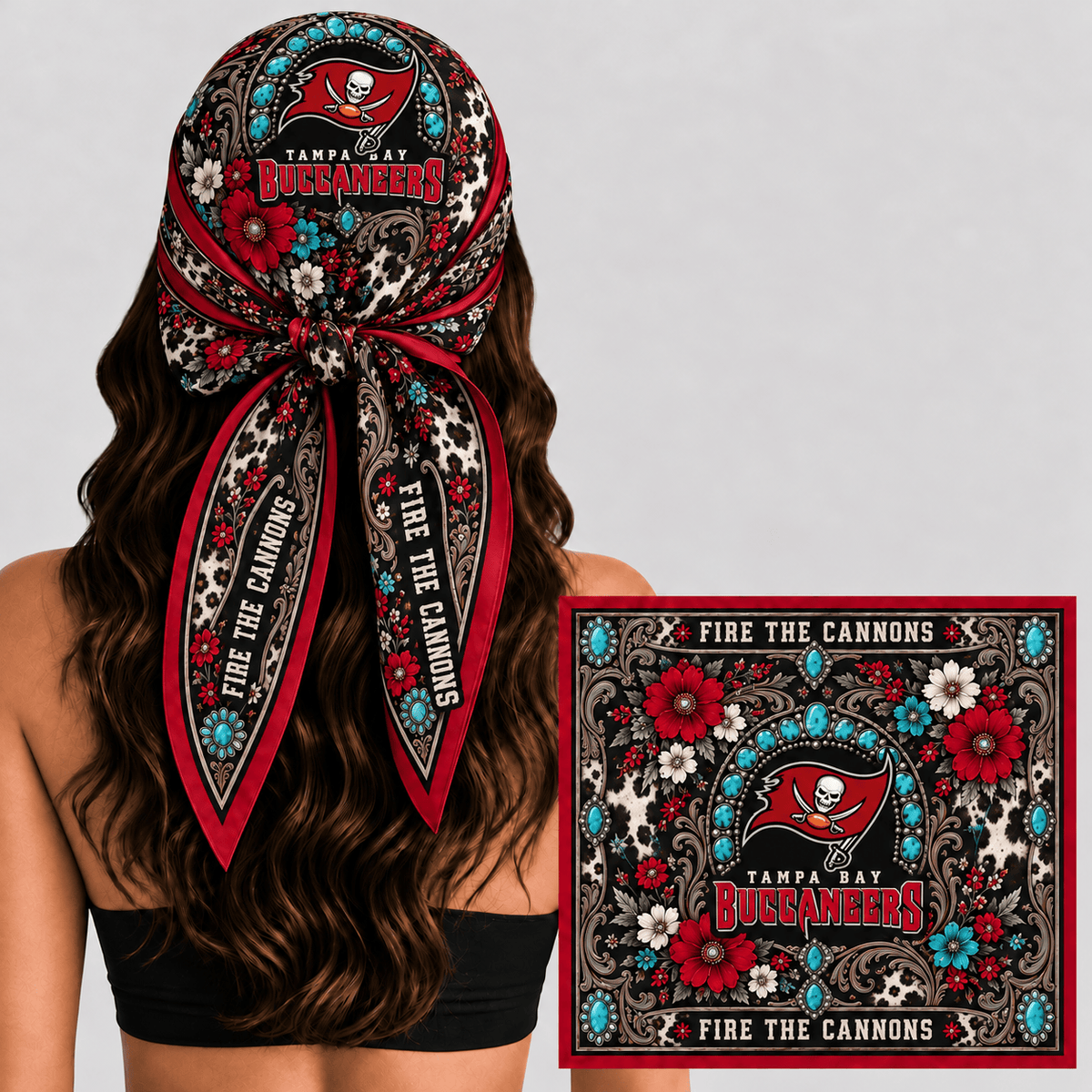 Tampa Bay Buccaneers Western Boho Silk Bandana Scarf