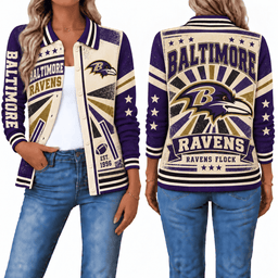 Baltimore Ravens Retro Woman Collar Cardigan