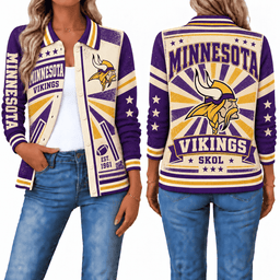 Minnesota Vikings Retro Woman Collar Cardigan