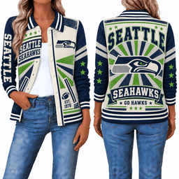 Seattle Seahawks Retro Woman Collar Cardigan