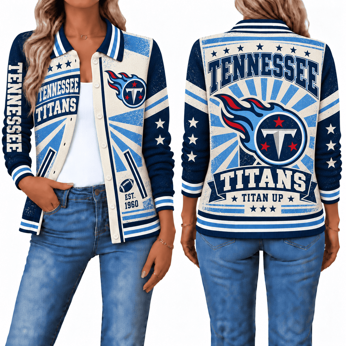 Tennessee Titans Retro Woman Collar Cardigan