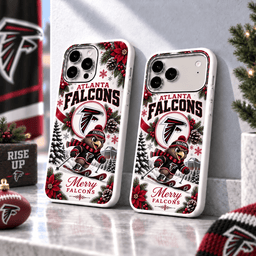 Atlanta Falcons Christmas Skiing Mascot Phone Case – Merry Christmas Gift for Fans