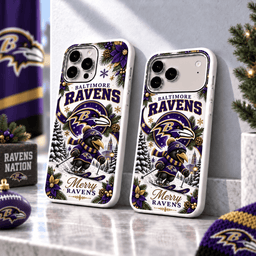 Baltimore Ravens Christmas Skiing Mascot Phone Case – Merry Christmas Gift for Fans