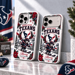 Houston Texans Christmas Skiing Mascot Phone Case – Merry Christmas Gift for Fans