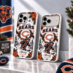 Chicago Bears Christmas Skiing Mascot Phone Case – Merry Christmas Gift for Fans