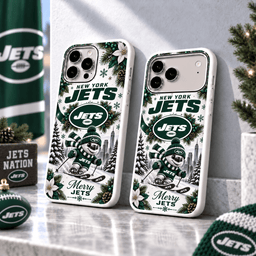 New York Jets Christmas Skiing Mascot Phone Case – Merry Christmas Gift for Fans