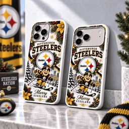 Pittsburgh Steelers Christmas Skiing Mascot Phone Case – Merry Christmas Gift for Fans