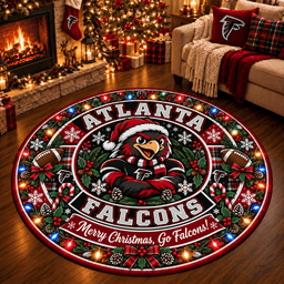 Atlanta Falcons Premium Christmas Round Rug – Merry Christmas Gift for Fans