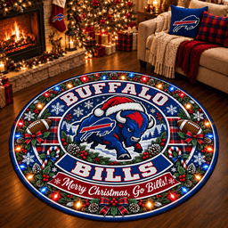 Buffalo Bills Premium Christmas Round Rug – Merry Christmas Gift for Fans