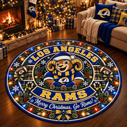 Los Angeles Rams Premium Christmas Round Rug – Merry Christmas Gift for Fans