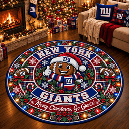 New York Giants Premium Christmas Round Rug – Merry Christmas Gift for Fans