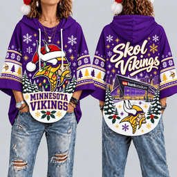 Minnesota Vikings Premium Christmas Women’s Hooded Poncho Top – Gift for Fans